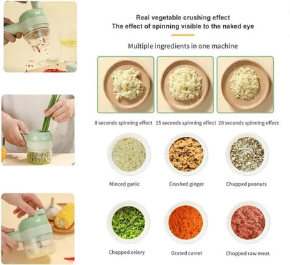 4-in-1 Portable Electric Vegetable Chopper Set