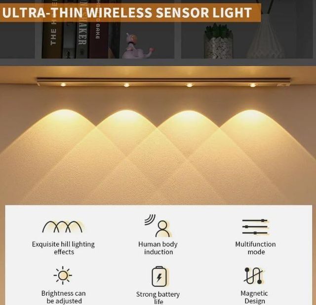 USB Rechargeable PIR Motion Sensor LED Cabinet Light